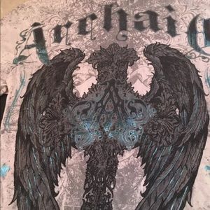 mens Medium affliction shirt NICE M cross wings